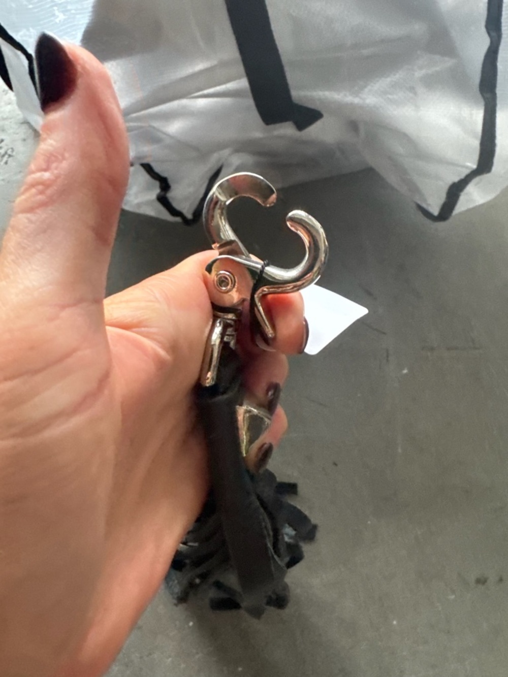 Black Leather Tassel Keychain - Silver Claw Clasp Closure NEW - Picture 2 of 3